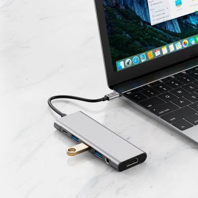 7. Tech-Protect HB04 HUB Adapter 9in1 USB-C + USB2.0 + USB3.0 + HDMI 4K 60Hz + SD / TF + PD100W + AV3.5 - gray
