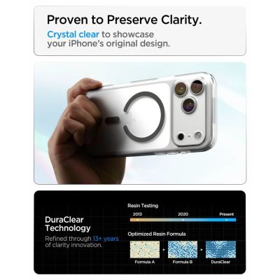 7. Spigen Ultra Hybrid MagSafe Case for iPhone 18 Pro / 17 Pro - Clear Graphite