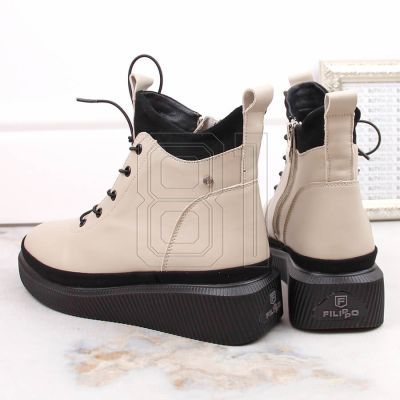 14. Filippo W PAW482 beige insulated leather platform ankle boots