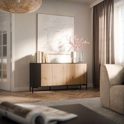 3. MERCI chest of drawers 151x40x74 black/artisan oak