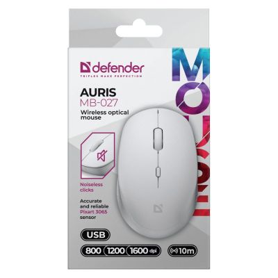 4. DEFENDER AURIS MB-027 RF SILENT WHITE OPTICAL MOUSE 52028