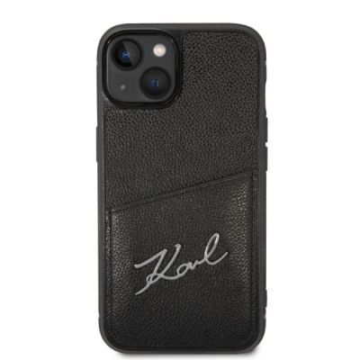3. Karl Lagerfeld Signature Logo Cardslot Case for iPhone 13 / 14 / 15 - Black