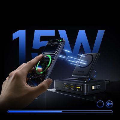 10. Baseus Nomos NH21 Qi2 160W 4-in-1 Wireless Charging Station with Retractable Cable - Black