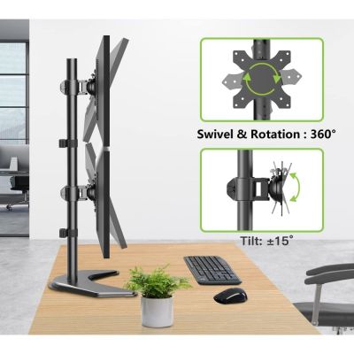 23. TECHLY VERTICAL DESK STAND FOR 2 MONITORS 13-27" LCD 10KG