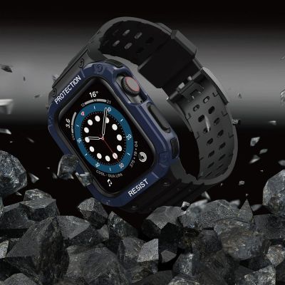 6. Protect Strap Band for Apple Watch 38/40/41mm Armored Case Strap - Black, Blue