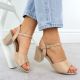 5. Women's beige high heel sandals Vinceza 20275