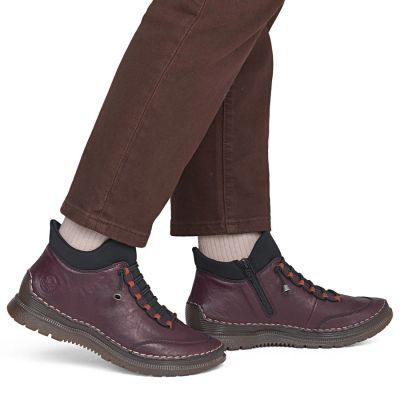 12. Women's insulated ankle boots, burgundy, Rieker 53650-30