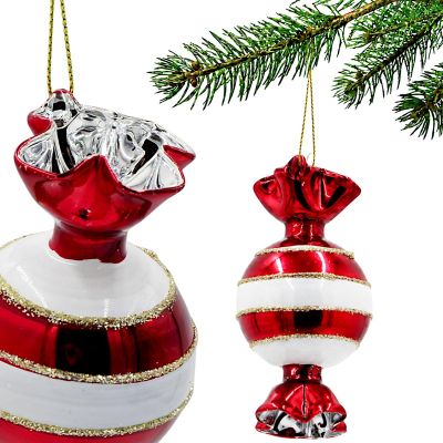 GLASS CANDY BALL FORM 10CM HORIZONTAL STRIPES