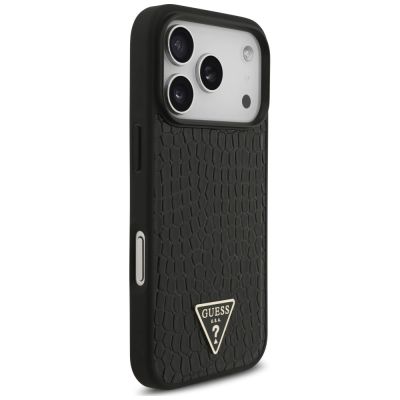 4. Guess Croco Triangle Logo MagSafe Case for iPhone 18 Pro Max / 17 Pro Max – black