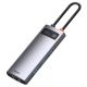 4. Baseus Metal Gleam 6-in-1 USB-C - USB-C PD 100W HUB 1x HDMI 4K 30Hz 3x USB-A 3.2 1x RJ45 - gray