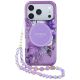 Guess IML Flowers Pearl Strap MagSafe Case for iPhone 18 Pro / 17 Pro – purple