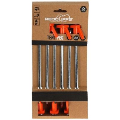 2. TENT PEGS 21CM SET 6 PCS METAL PLASTIC REDCLIFFS