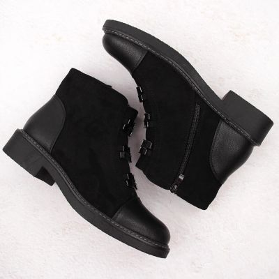 17. Women’s Black Suede-Look Ankle Boots with Warm Lining M.Daszyński SA252-4
