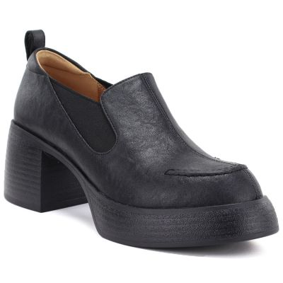 Women's black leather high-heeled shoes D&A S.Barski CR62-3525