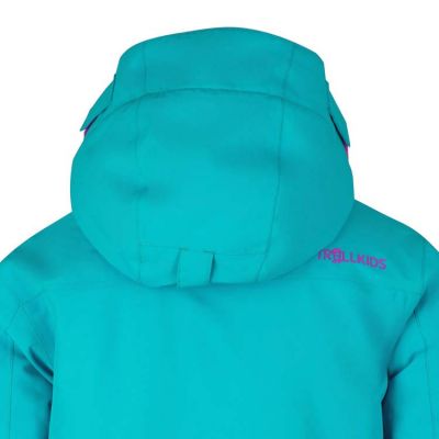5. Trollkids Kids Holmenkollen Snow Jacket Pro with Hood, Turquoise (913-125)