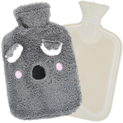 2. RUBBER HOT WATER BOTTLE 1.75L IN ANIMAL COVER - ANTHRACITE