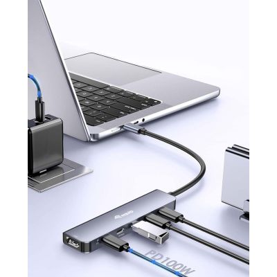 2. USB Equip 133499 6-in-1 Adapter USB 3.2 Gen 2 (3.1 Gen 2) Type-C Gray