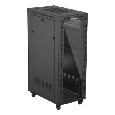 3. Lanberg 19" 32U 600x1000 black floor-standing rack cabinet with glass doors (flat pack)