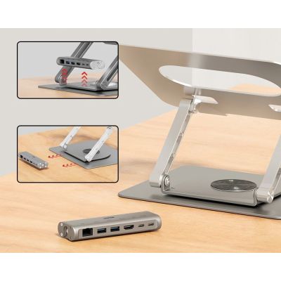 7. UNITEK LAPTOP STAND + USB-C HUB, HDMI 1.4, 4K, PD 100W