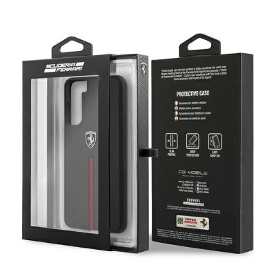 8. Ferrari FEOSIHCS21MBK S21+ G996 black/black hardcase Off Track Leather Nylon Stripe