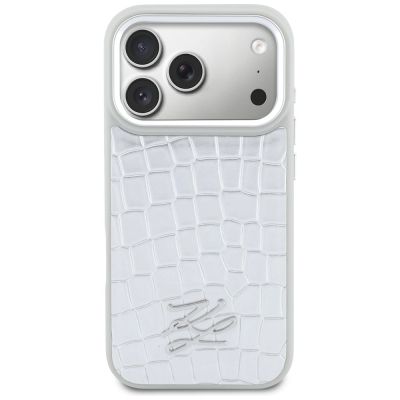 3. Karl Lagerfeld Croco KL Script Logo MagSafe case for iPhone 17 Pro Max - silver