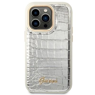 3. Guess Croco Collection case for iPhone 14 Pro 6.1" - silver