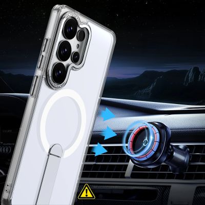 6. Hybrid Armor X Case for Samsung Galaxy S26 Ultra with Stand, Compatible with MagSafe - Transparent