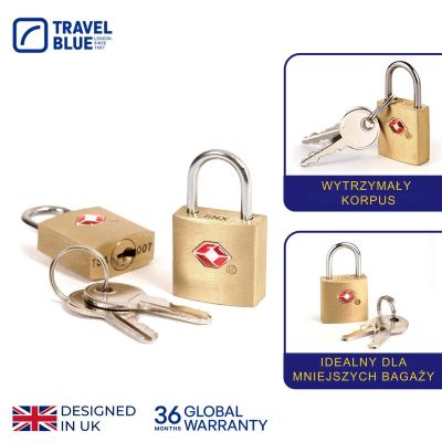5. TRAVEL BLUE TSA Luggage Padlocks with Keys, Set of 2