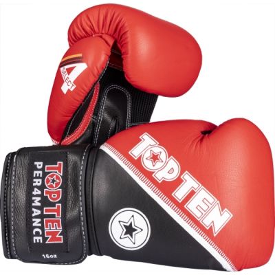 TOP TEN RTT-4Select Leather Boxing Gloves 10 oz Red and Black