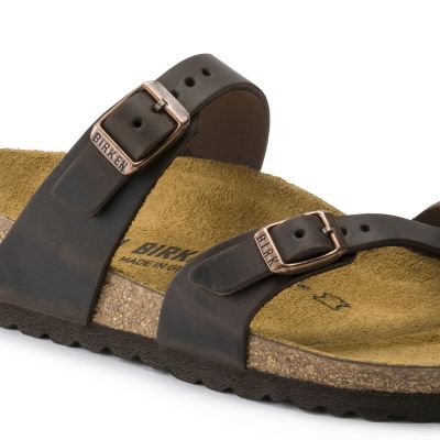 7. Birkenstock Mayari Habana Narrow Women's Flip-Flops, Nubuck Leather, Brown (0171323)