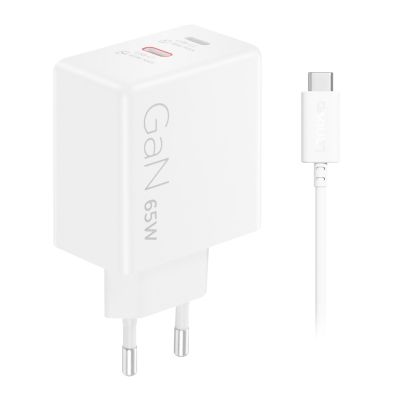 7. Lenovo G0A6065WEU GaN 2x USB-C 65W Wall Charger White