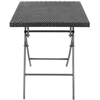 45. BALCONY FURNITURE SET TABLE 58X58X70CM AND 2 BLACK CHAIRS