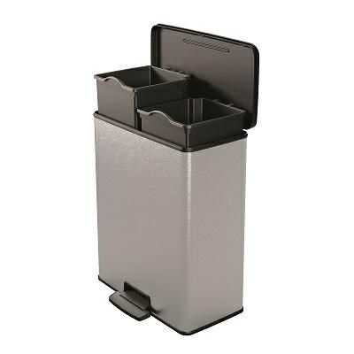 CURVER WASTE BIN WITH PEDAL 26L+26L / IML METALLIC