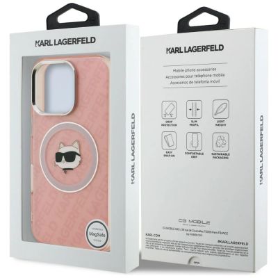 8. Karl Lagerfeld IML Choupette Head Logo MagSafe Case for iPhone 16 Pro - Pink