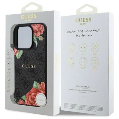 8. Guess GUHMP16LP4ROPEMCK iPhone 16 Pro 6.3" black/black hardcase 4G Flowers Print MagSafe