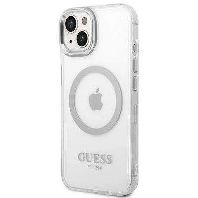 2. Guess GUHMP14SHTRMS iPhone 14 6.1" silver/silver hard case Metal Outline Magsafe