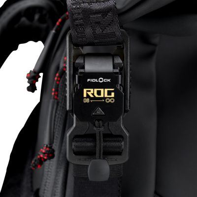 18. ASUS ROG SLASH Backpack Edition 20 Roll-Up Backpack Black Polyester, Waxed Leather (Pull Up)