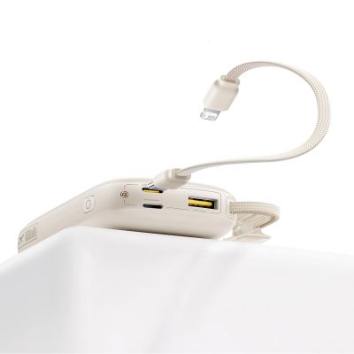 7. Baseus EnerFill FC21 Qpow 3 Ultra 10000mAh 45W Power Bank with Digital Display and Detachable USB-C - Lightning Cable - Titanium