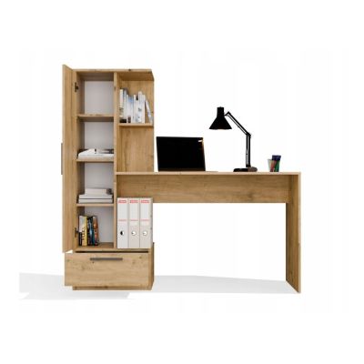3. COSMO OAK ARTISAN Desk + Shelf Set
