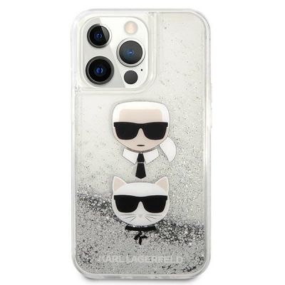 3. Karl Lagerfeld Liquid Glitter Karl&Choupette Head case for iPhone 13 Pro Max - silver
