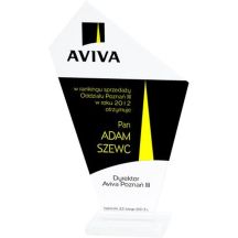 Engraved glass trophy + paint filling