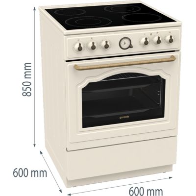 10. GORENJE GECS6B70CLI Retro electric cooker 60 cm | ExtraSteam | AirFry | FrozenBake | cream