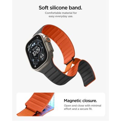 7. Spigen Athlex Air M Strap for Apple Watch 44/45/46/49 mm - Black and Orange
