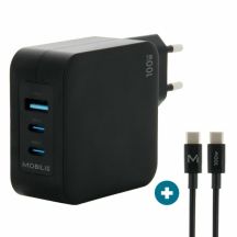 Mobilis Charger 100W 2USB C 1USBA GaN cable 100W Laptop, Smartphone, Tablet Black Alternating Current Internal