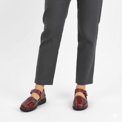 6. Women's comfortable burgundy openwork Velcro shoes Unisoft 9955