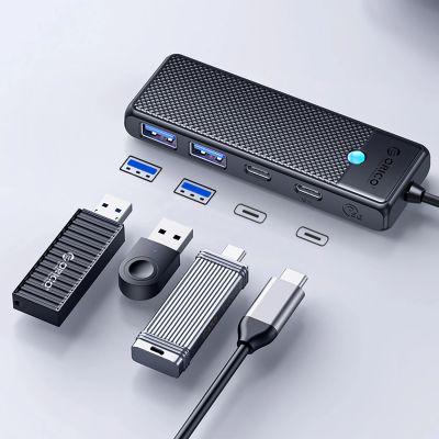3. Hub USB-C Orico PAPW2AC-C3 docking station 2x USB-A 3.0 + 2x USB-C 3.0 - black