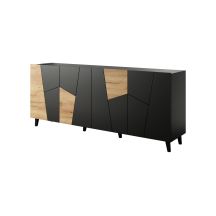 ETNA chest of drawers 200x42x82 black matt + craft oak