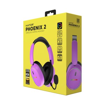 11. HATOR Phoenix 2 Wireless Wired & Wireless Headband Gaming Headset USB Type-C / USB Type-A Bluetooth Purple