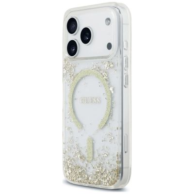 2. Guess Resin Bottom Glitter MagSafe Case for iPhone 18 Pro / 17 Pro - Gold