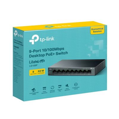 4. TP-Link LiteWave LS109P Network Link Unmanaged Fast Ethernet (10/100) PoE Support Black